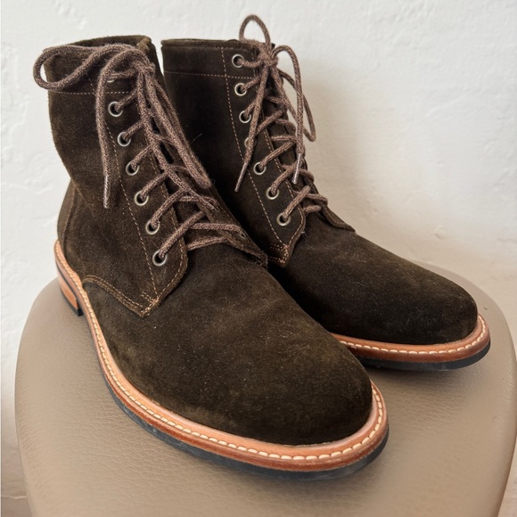 Nisolo Dark Brown Suede Lace-Up Boots - Picture 2 of 5